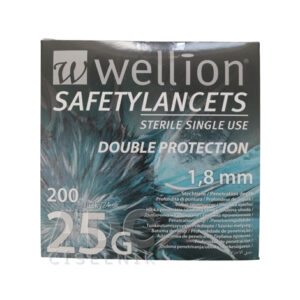 Wellion SAFETYLANCETS 25G - LANCETA bezpečnostná