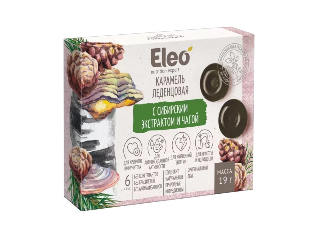 Karamelové cukríky so sibírskym extraktom a čagou - 6ks/19g - ELEO