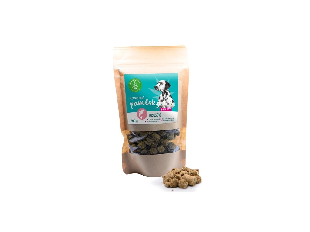 Konopné maškrty pre psov – lososová príchuť - 200 g - Zelená Země