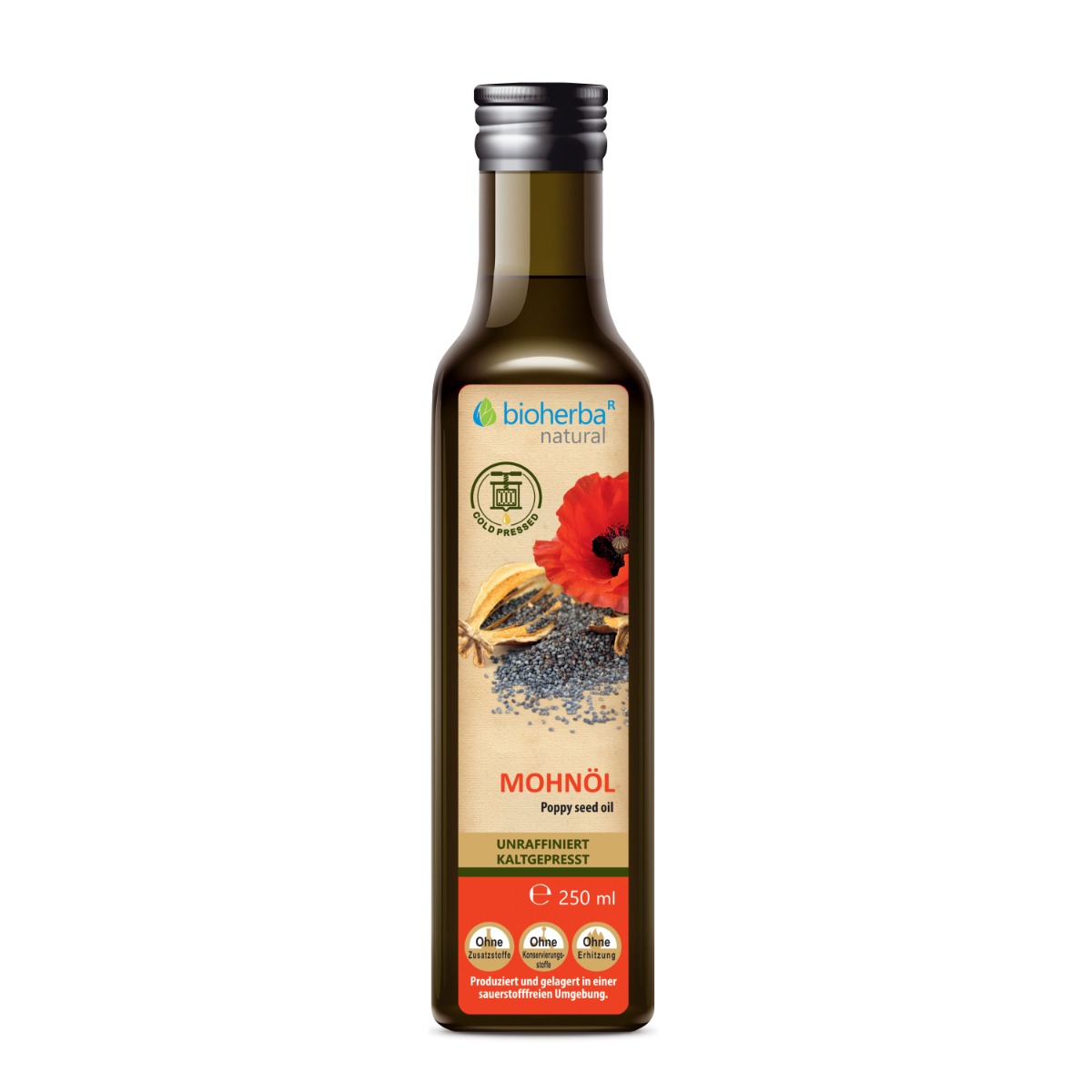 Makový olej lisovaný za studena - 250 ml - Bioherba