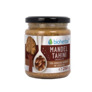 100 % mandľové tahini z mletých mandlí crunchy – 250 g – Bioherba