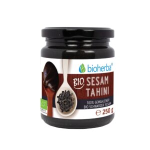 100 % bio sezamové tahini z mletého bio čierneho sezamu – 250 g – Bioherba