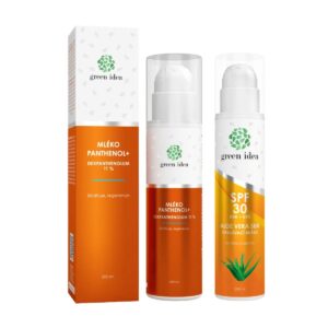 Zvýhodnený set na opaľovanie a po opaľovaní: Aloe vera sun - opaľovacie mlieko SPF 30 + PANTHENOL + MLIEKO 11 % - Green idea