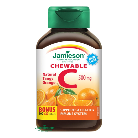 Jamieson Vitamín C 500 mg tablety na cmúľanie s príchuťou pomaranča 100 + 20 tbl ZDARMA