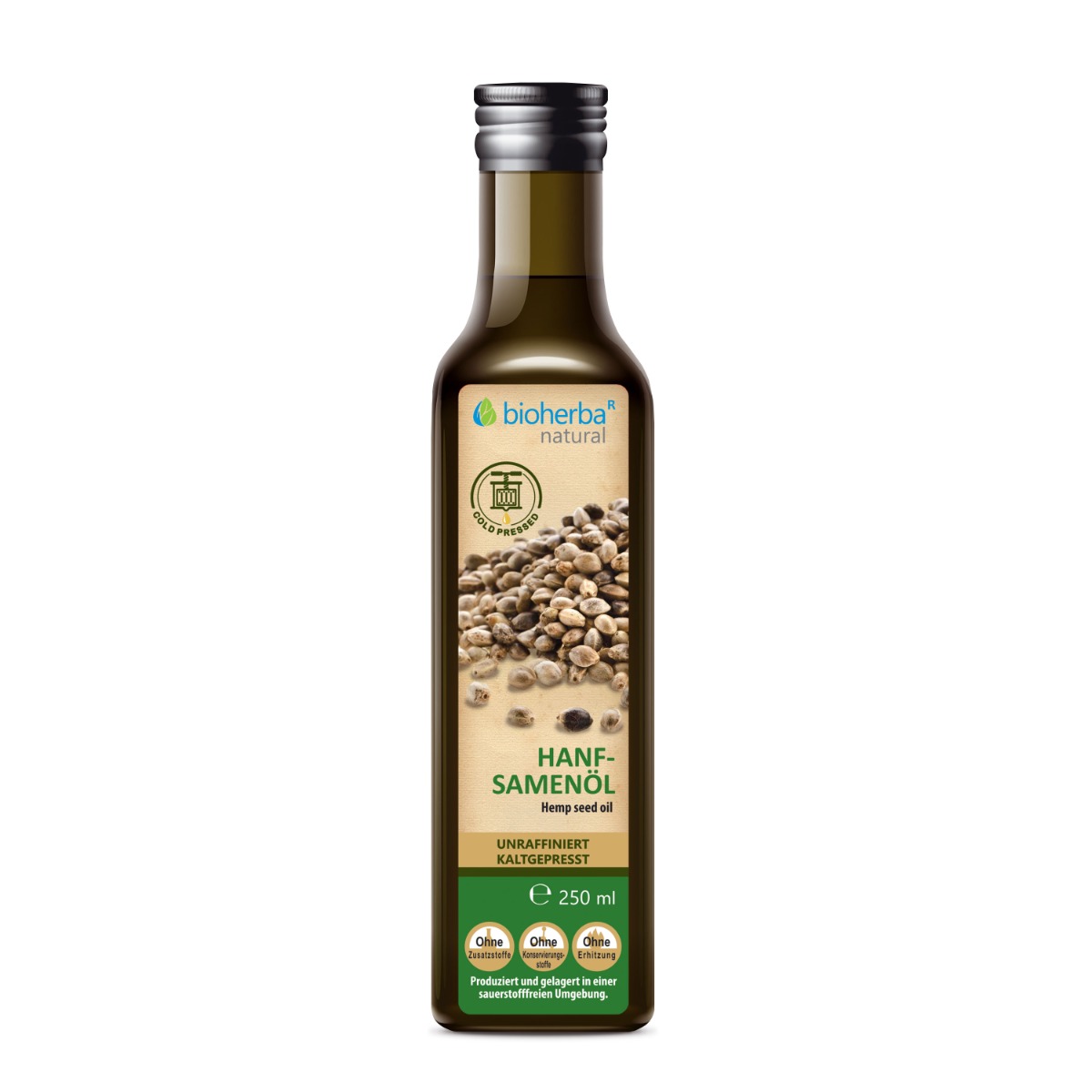 Konopný olej lisovaný za studena - 250 ml - Bioherba