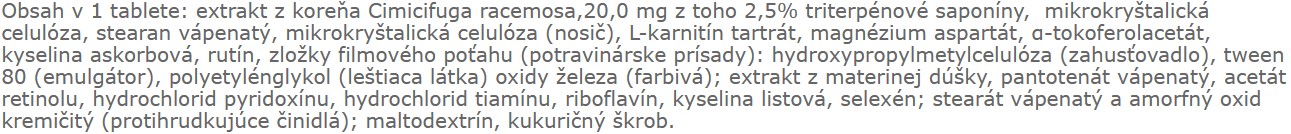 Zloženie tabliet CI-KLIM BIO Evalar