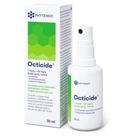 Octicide 1 mg/g + 20 mg/g dermálny roztokový sprej 50 ml