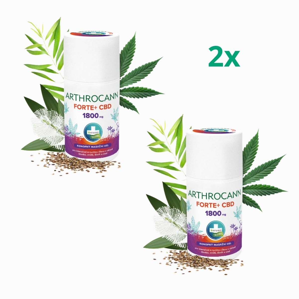 Zvýhodnený set: 2x ARTHROCANN konopný masážny gél FORTE+1800 mg CBD - 90 ml - Annabis