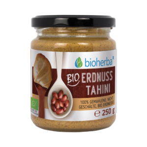 100 % bio arašidové tahini z mletých nelúpaných jadier – 250 g – Bioherba