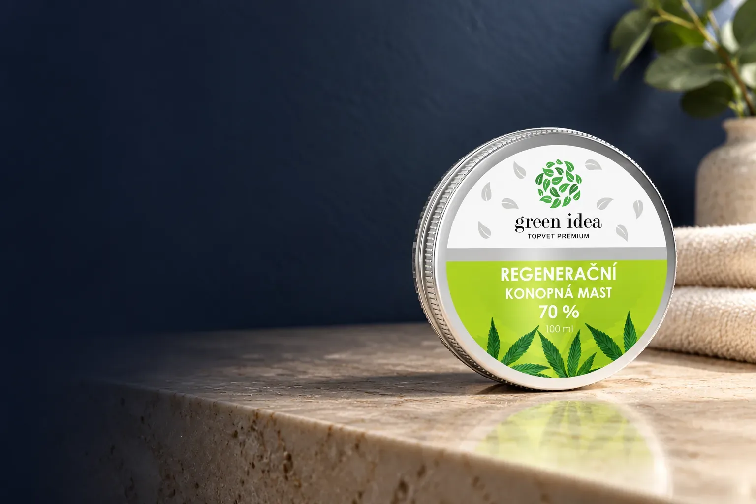 Konopná regeneračná masť 70 % 100 ml v pôvodnom balení na sprievodnej fotografii