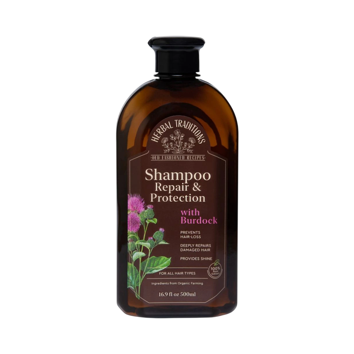 Regeneračný a ochranný šampón na vlasy s lopúchom - 500 ml - Herbal Traditions