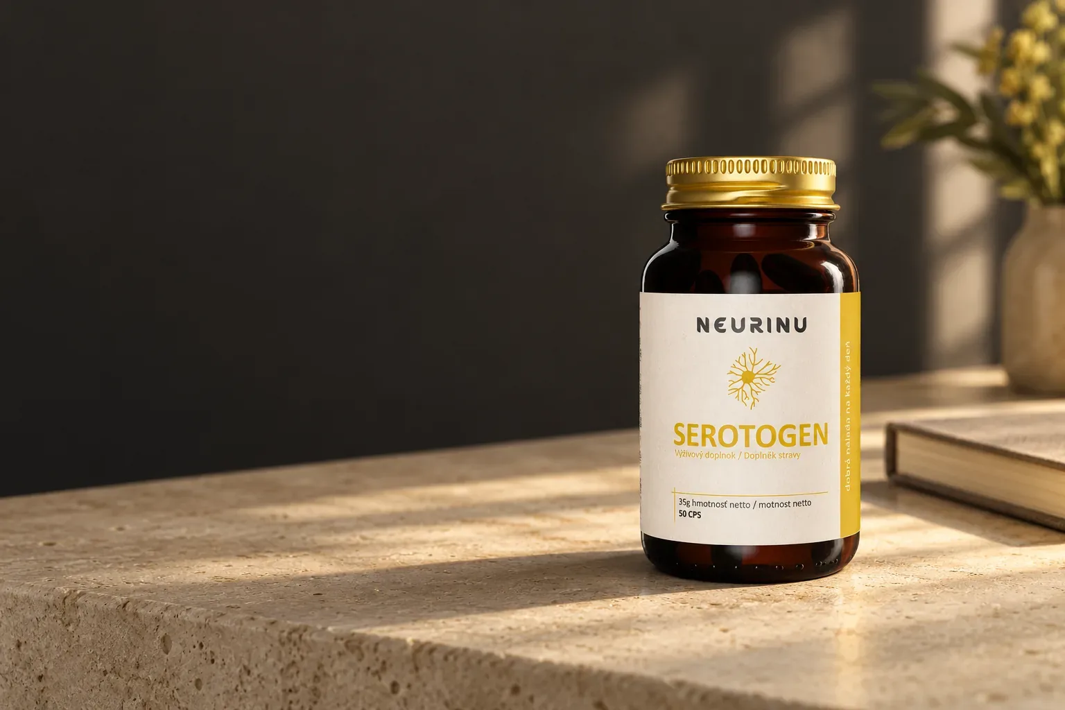 NEURINU Serotogen s 5-HTP a vitamínmi B v pôvodnom balení na sprievodnej fotografii