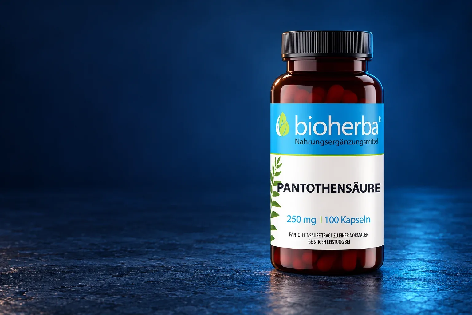 Kyselina pantoténová Bioherba 250 mg v pôvodnom balení s modrou etiketou