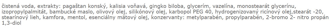 Zloženie krému na žily Konská sila