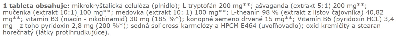 Zloženie tabliet SLEEPCANN Spánok a relaxácia